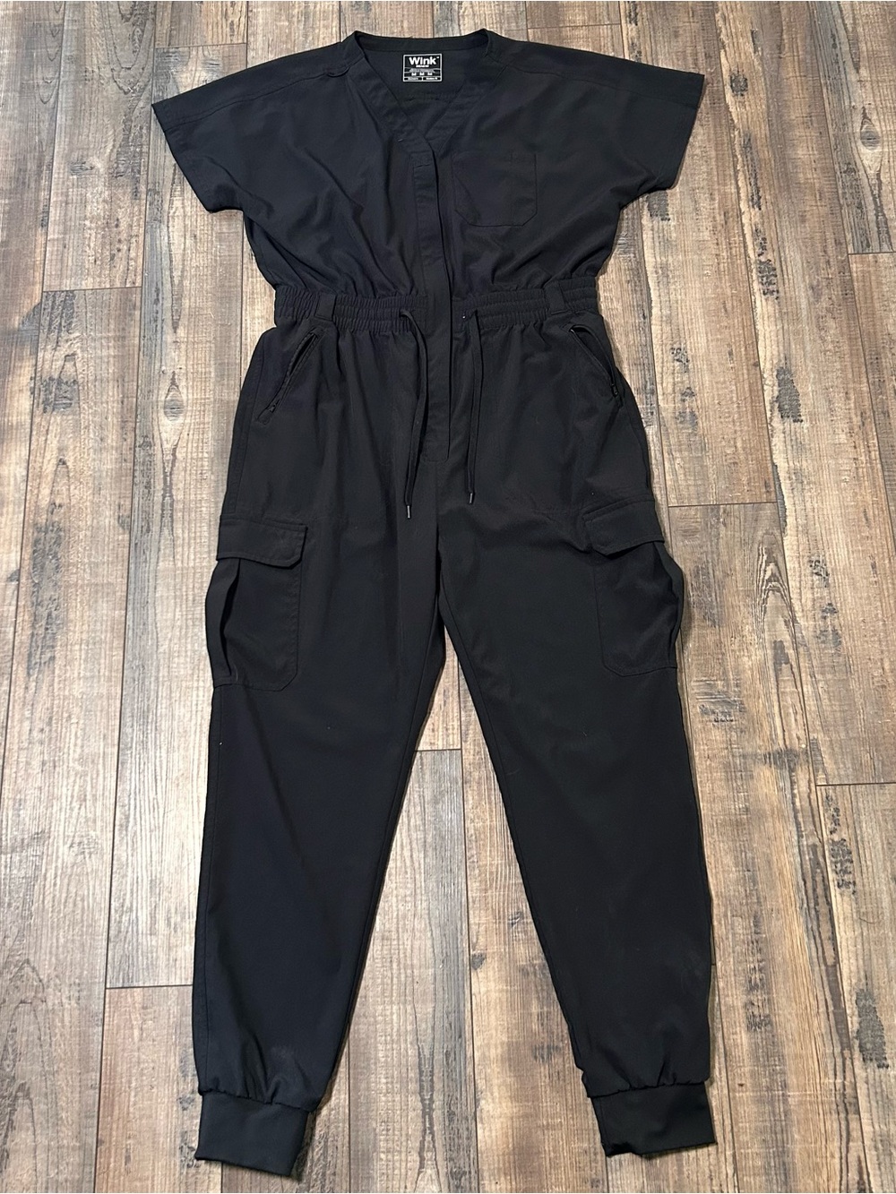 WonderWink Black Renew Women’s Medical Scrub Jumpsuit Size M Short Sleeve